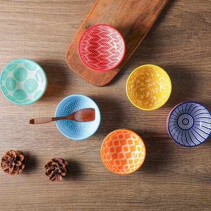 Selamica Ceramic 4 OZ Dipping Bowls Set of 6, Assorted Colors