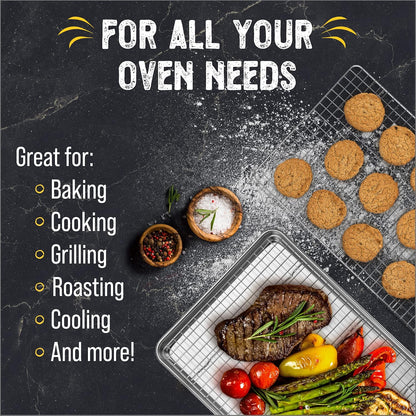 Checkered Chef Baking Sheet and Cooling Rack Set for Cooling and Baking