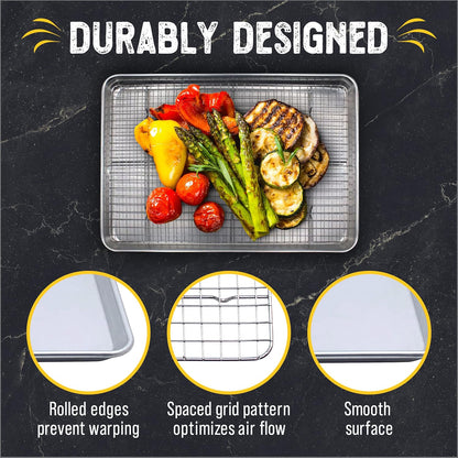 Checkered Chef Baking Sheet and Cooling Rack Set for Cooling and Baking